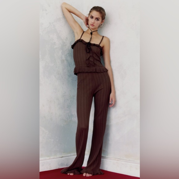 Co ord set brown top and trouser - Picture 1 of 5